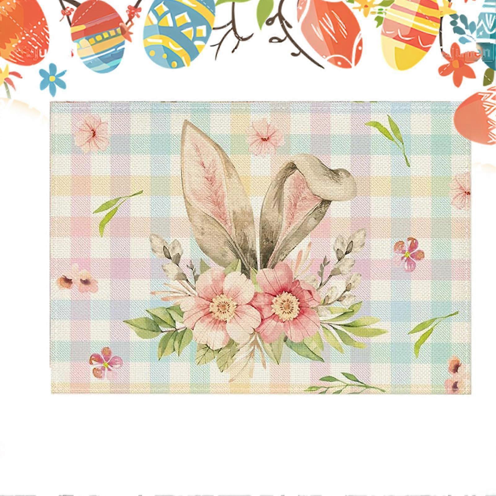 Placemat Rabbit Easter Linen Placemat For Spring Farm Seasonal Decoration Rabbit Design Table Mat