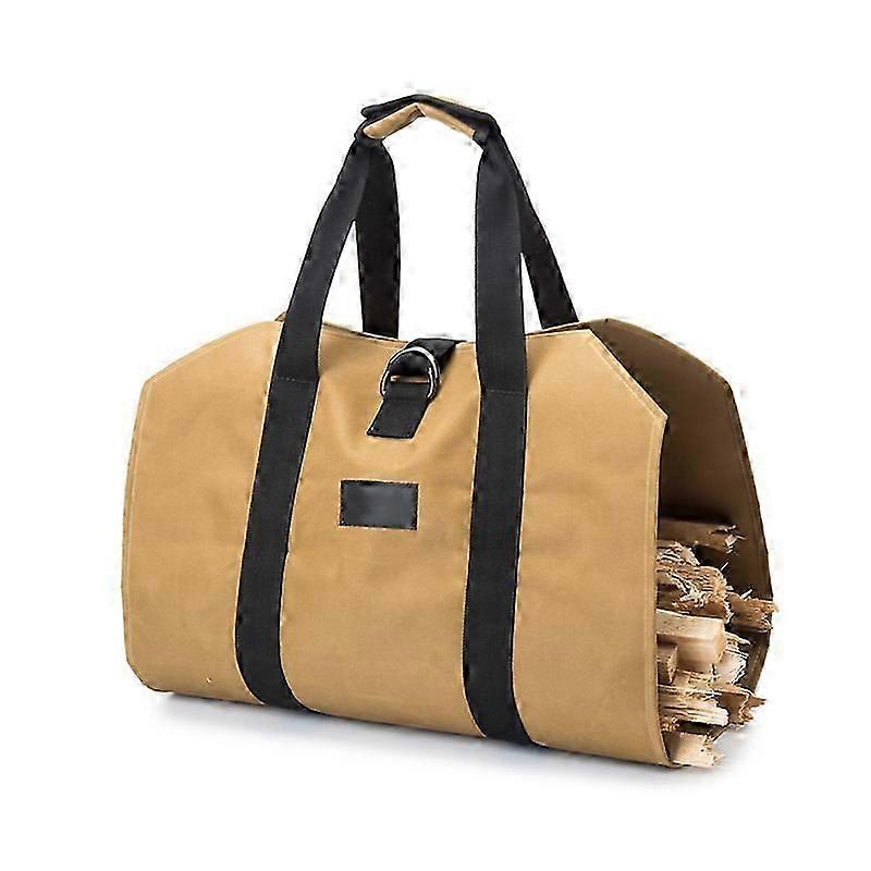 Canvas Fireplace Log Bag, Large Capacity Canvas Log Carrier Bag Water Resistant Canvas Firewood Log Carrier Bag Folding Log Bag For Indoor Fireplace -