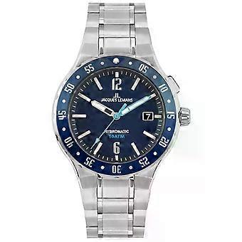 Jacques Lemans Herrenuhr Hybromatic Staal Blauw (1-2109H)
