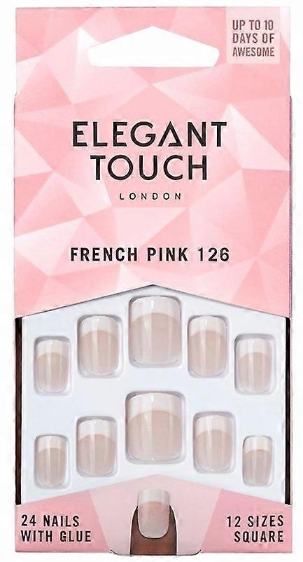 Elegant Touch French Pink Nails with Glue Square #126-S 24 u