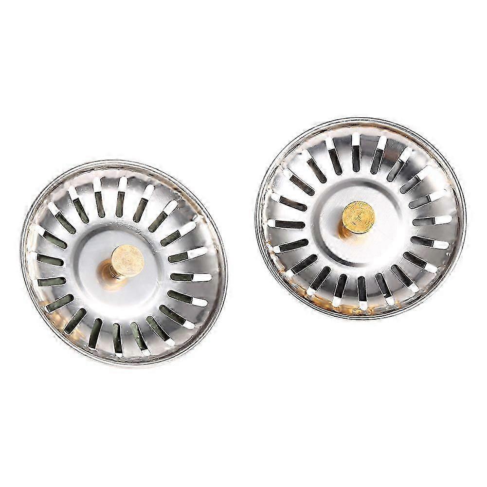 2-Piece Stainless Steel Kitchen Sink Waste Strainer Drain Plug, Vegetable Basin Filter