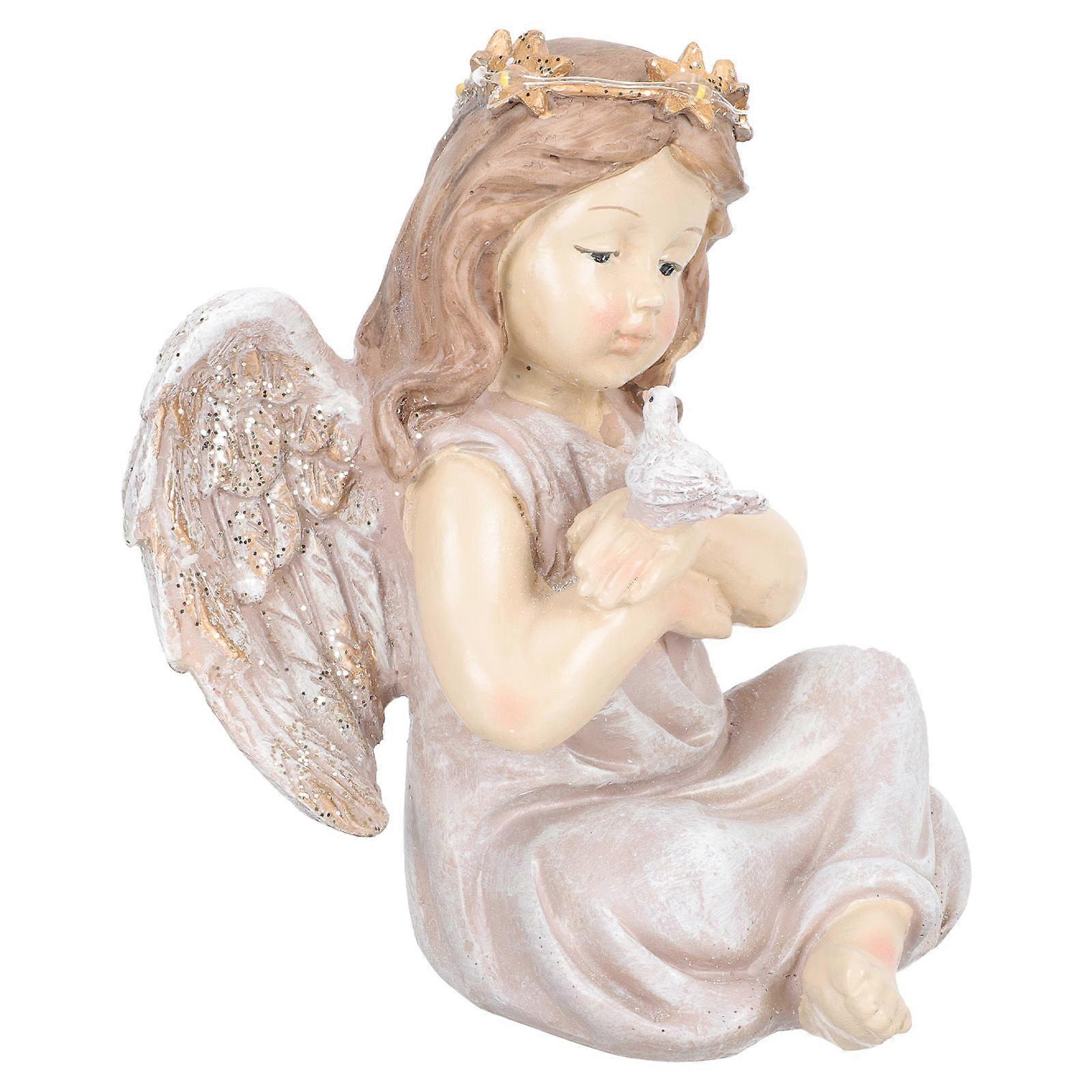 Cherub Angels Figurine Home Decoration Atmosphere Enhancement Resin 15.5x12.5cm Assorted Color 1Pcs