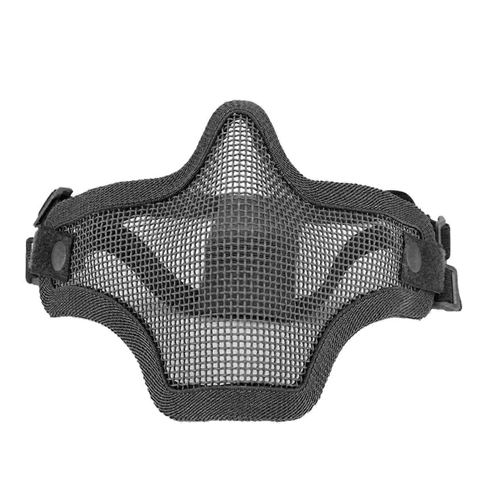 Half Face Guard Protective Steel Mesh Cool Design 54 to 62cm Head Cover for Outdoor Activities Black