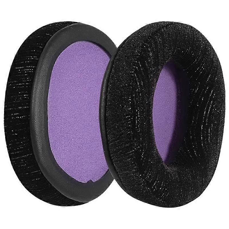 2pcs Earphone Replacement Earpads For HyperX Flash Velvet Splicing(Black Purple Net)