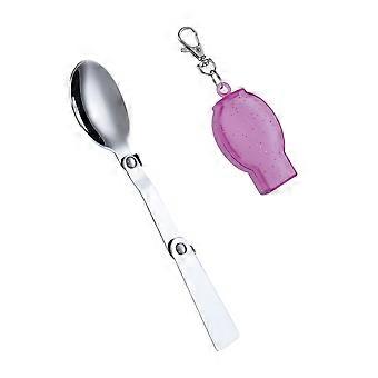 Camping Bestek Herbruikbaar Opvouwbaar Anti-roest Wandelen Barbecue Reizend Bestek met Opbergkoffer 1,5 mm Lepel Roze