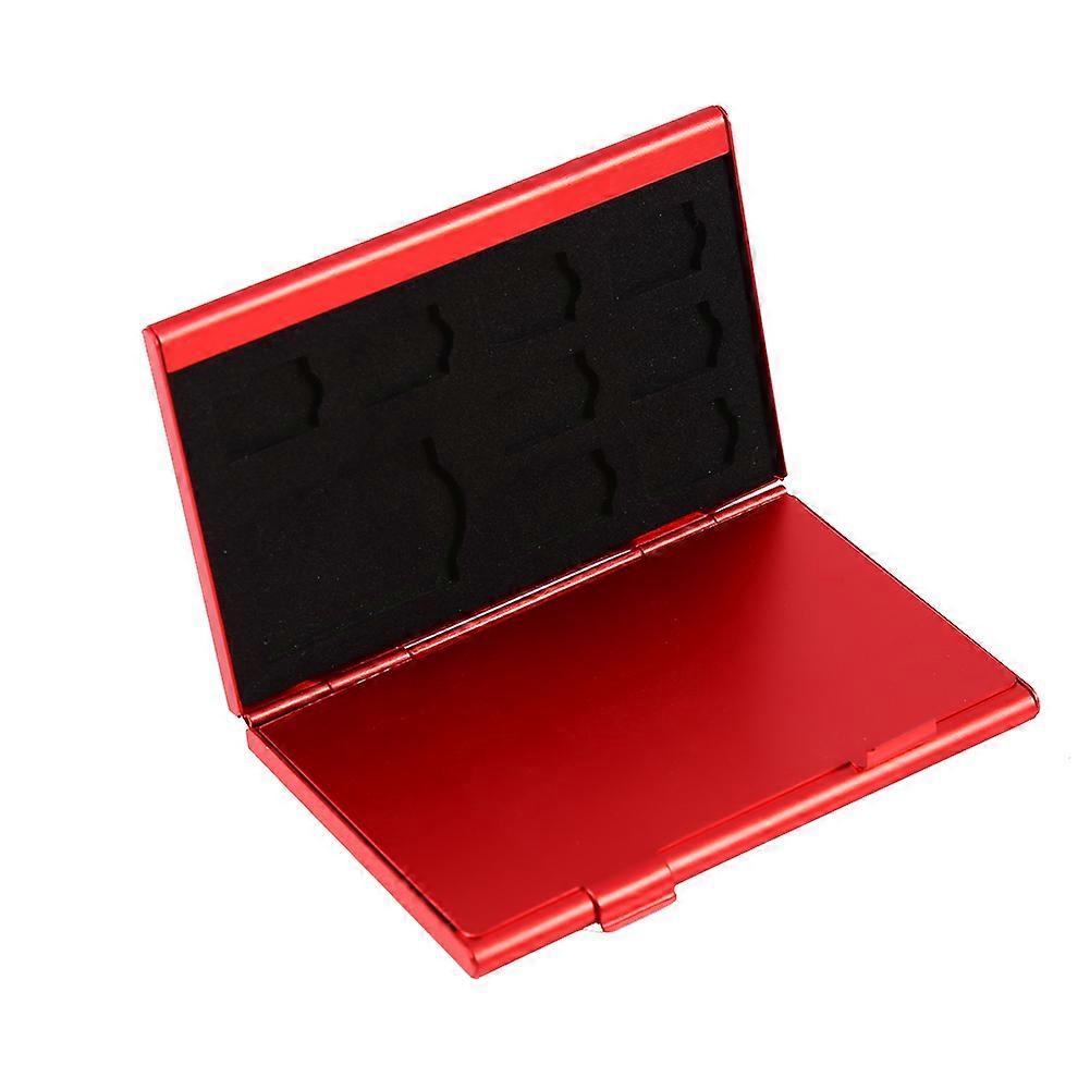 12 Slots Aluminum Storage Case for Micro SD and TF Memory Cards (Red)