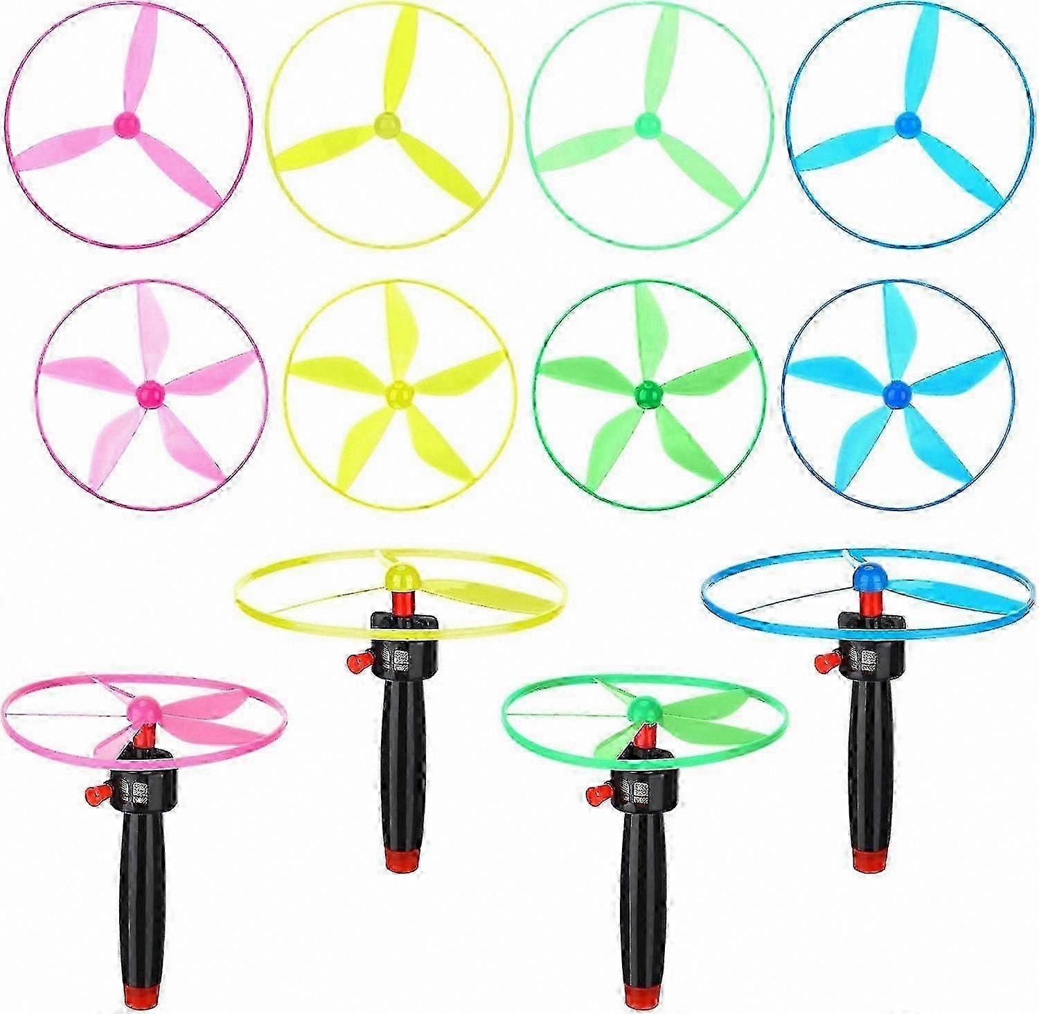 12-Piece Flying Disc Set with 4 String Launchers & 8 Saucer Toys for Outdoor Fun
