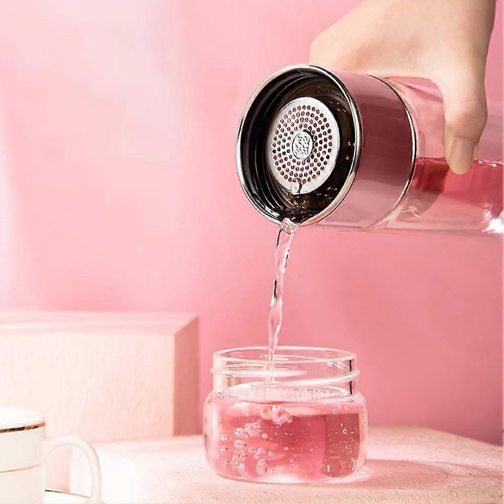 DoubleLayer Tea Brewing Cup Glass Teacup With Separator, 450ml Capacity, Red, For Home And Office