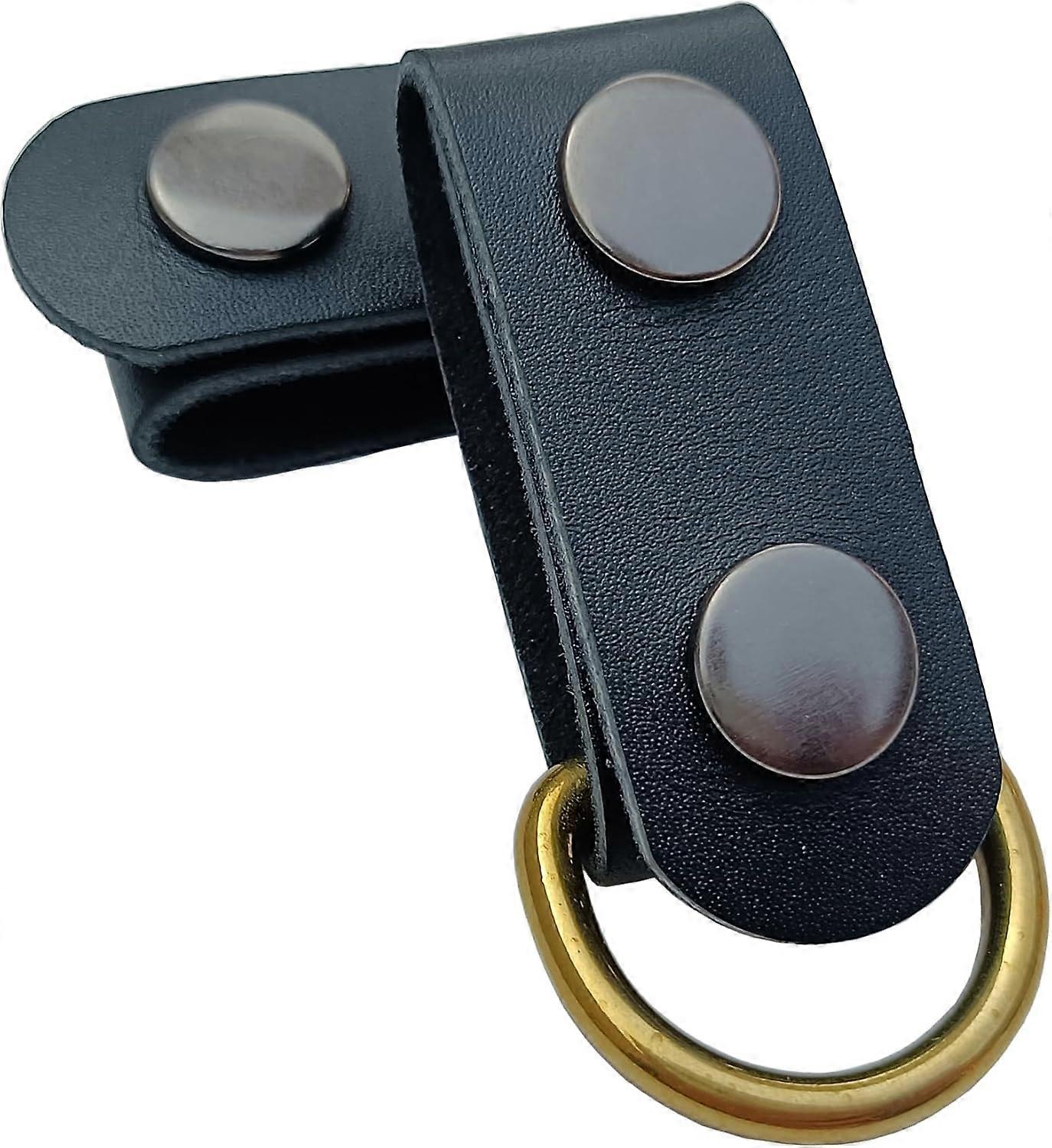 2 pack leather   keepers+1 solid brass buckle，leather  loop keepers keychain for men and women