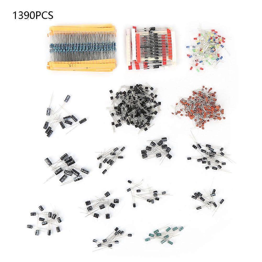 1390PCS Resistor Electrolytic Capacitor LED Diode Transistor Ceramic Capacitor Kit
