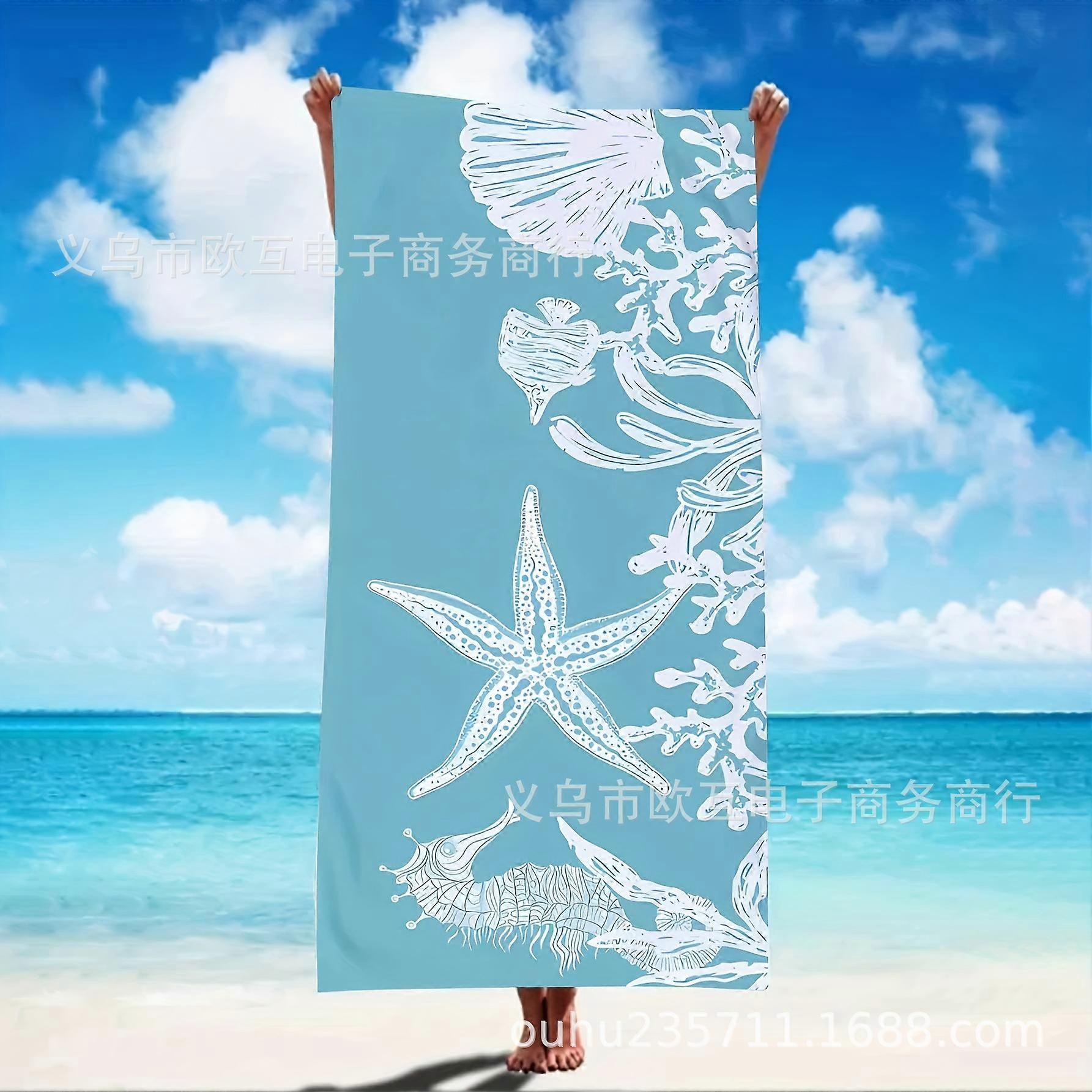 Sea Life and Coconut Tree Beach Towel Large Towel Soft and Absorbent Sun Protection Summer Accessory