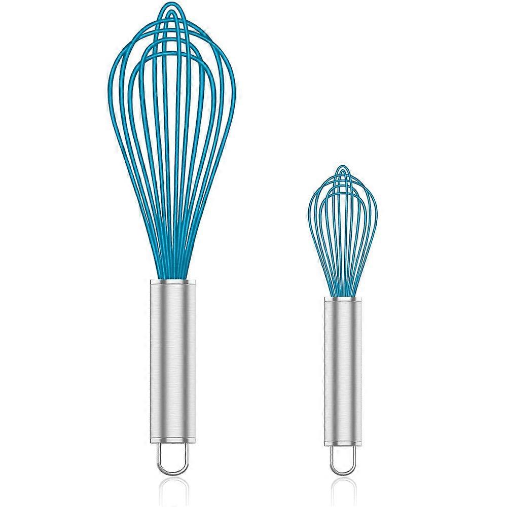 Silicone Whisk 1/2/3 Pack - Non-Scratch Stainless Steel & Silicone Whisks for Nonstick Cookware, Small Set