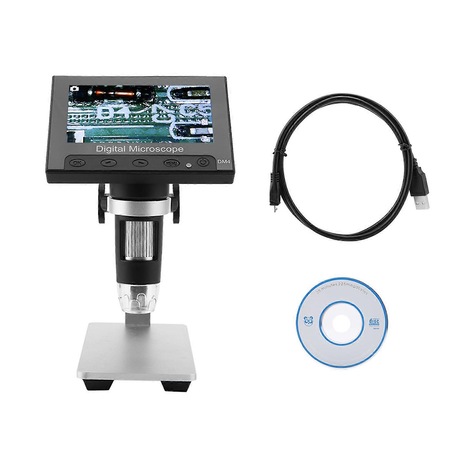 Microscope électronique numérique 2MP 500/1000X avec loupe d'affichage 4,3" (support en alliage d'aluminium)