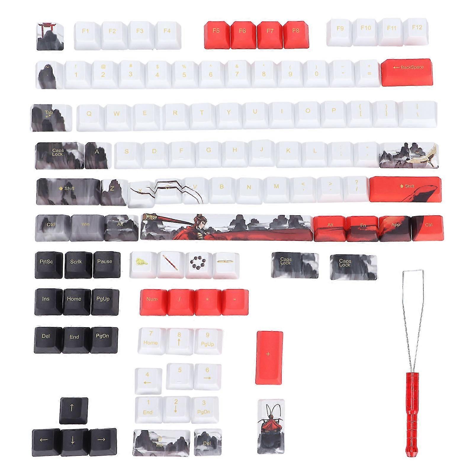 PBT Keycaps 110 Key English Style With Cartoon Animation Elements for Universal PC Gaming Keyboard 2025