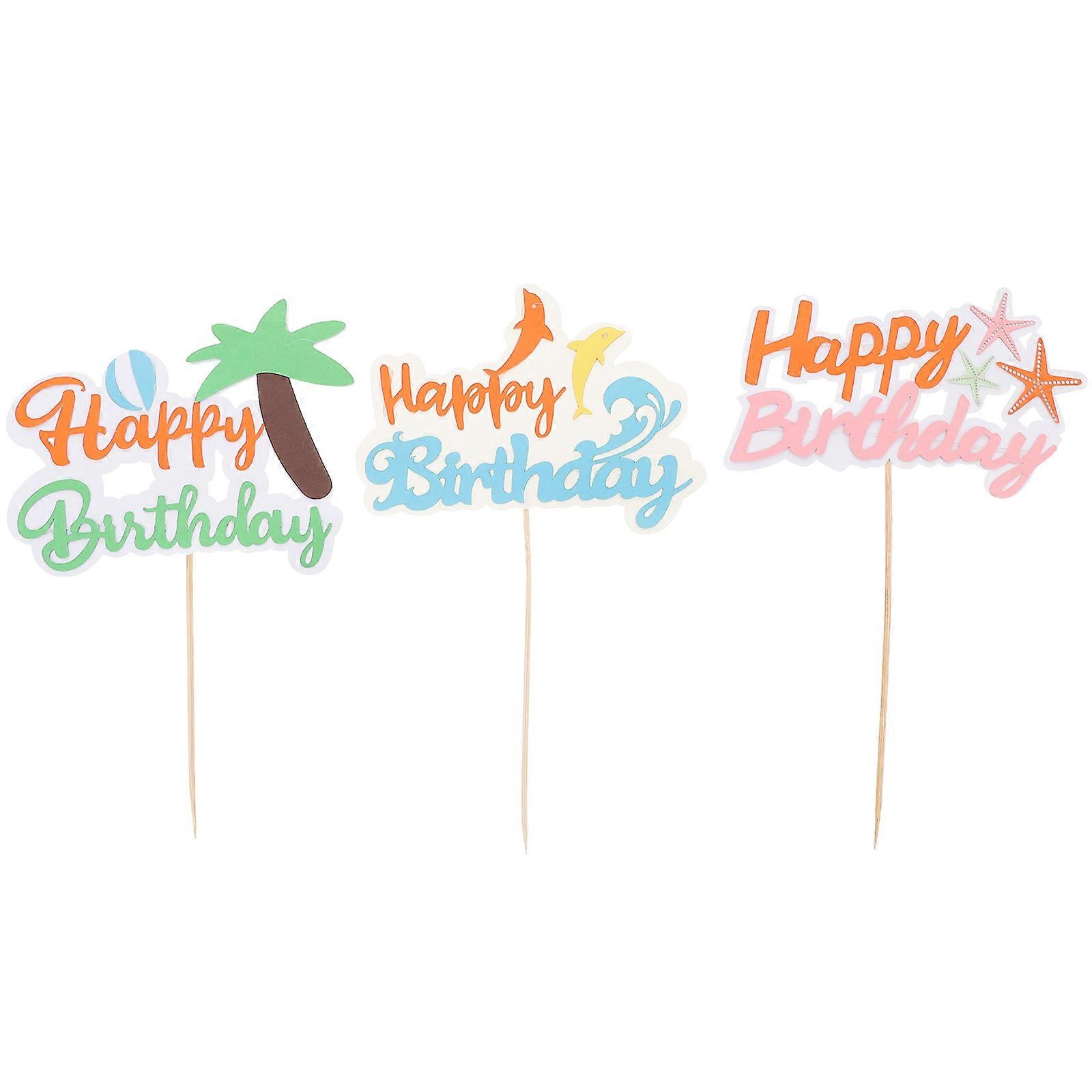 Beach Cake Decorations Ocean Style Cake Picks for Decoration 3Pcs Collection