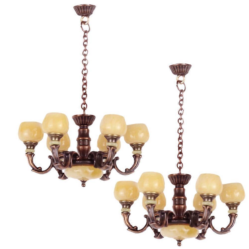 Mini Ceiling Lamp Model Miniature Hanging Lamp for Decoration 4Pcs