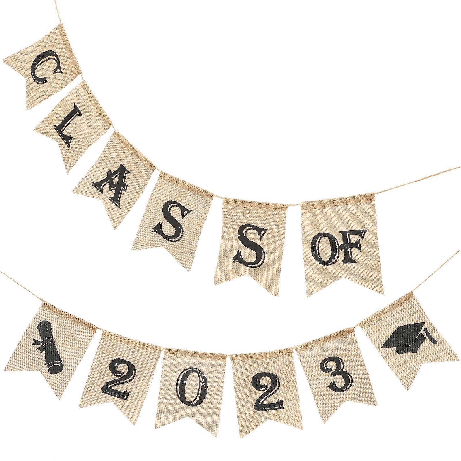 Decorative Graduation Party Banner 1 Set Class Of 2023 Hanging Banner For Graduation Supplies Light Brown Shade With Finish
