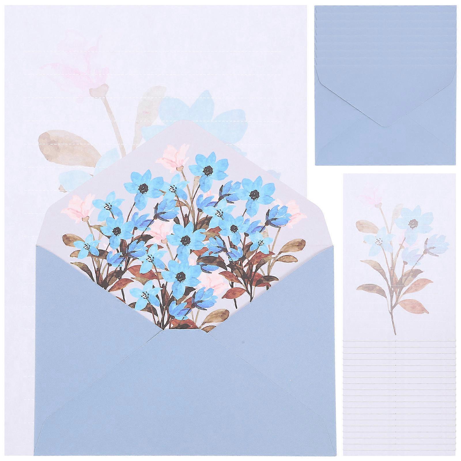 5 Sets Blue Blessing Card Envelopes Rectangular Simple Elegant For Parties Engagements Ceremonies Invitation Storage