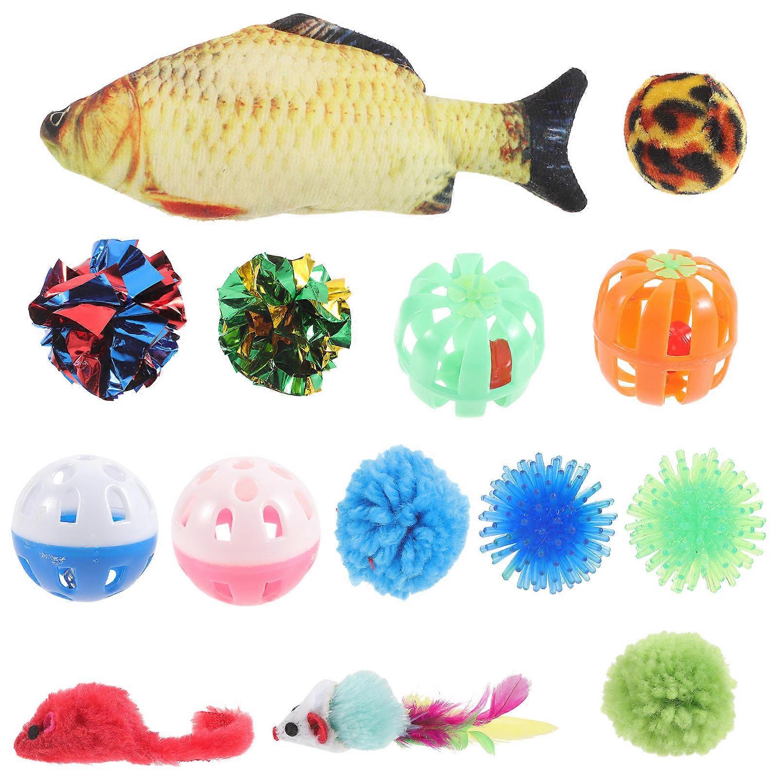 Pet Interaction Cat Teaser Playthings For Engaging Fun With Cats Made From Plush And Plastic 2 Sets