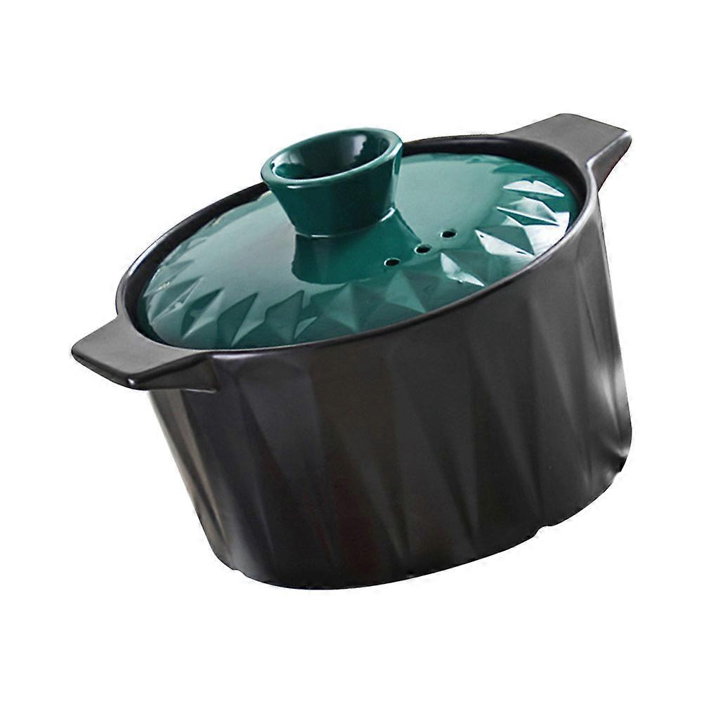 Ceramic Pot With Lid Cooking Pot Household Accessory For Home Cooking Simple Design Diamond Shape 1Pc