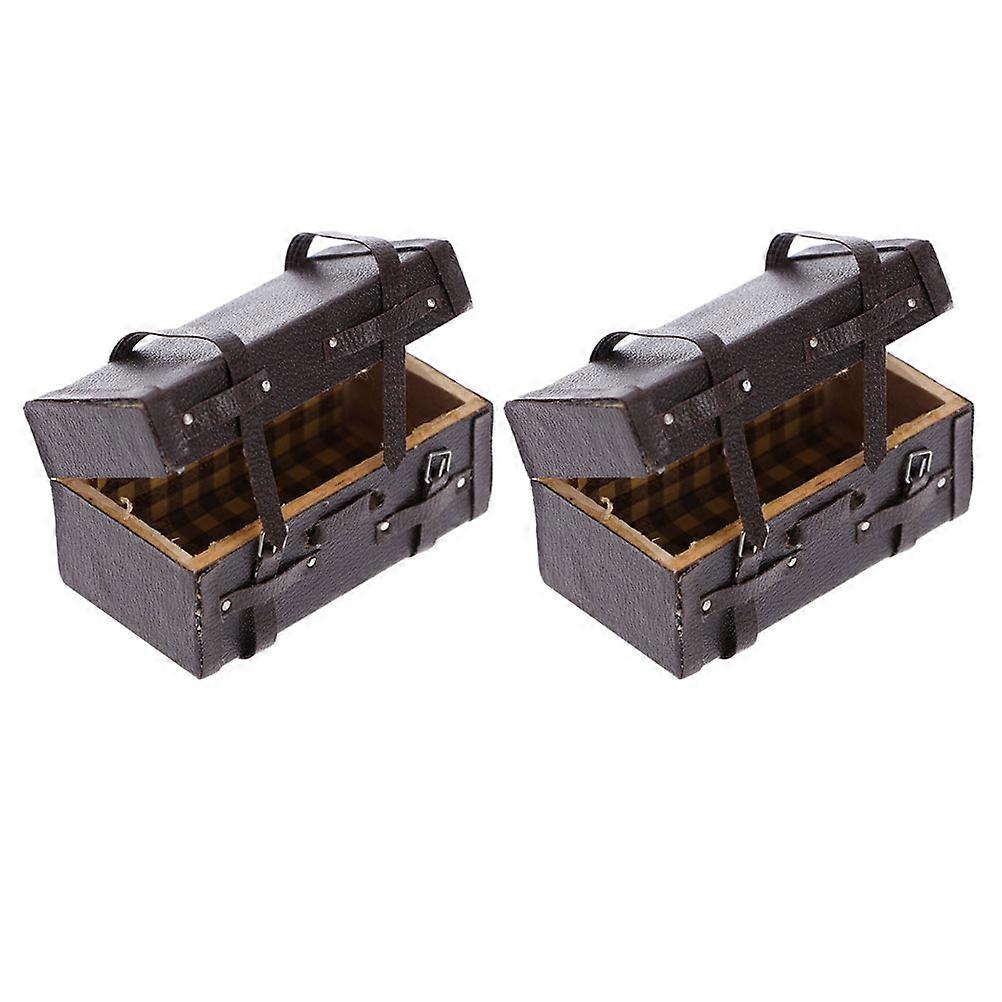 Mini House Ornament for Decorating 2Pcs Suitcase Model Miniature