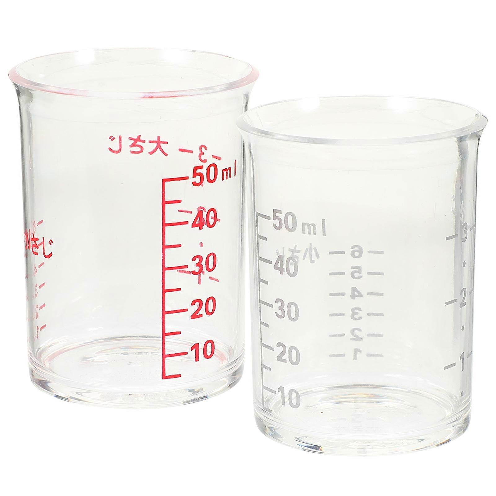 Cute Measuring Cups 2Pcs Plastic Water Cups With Scale Home Use 2.4×1.8×1.8in Pouring Liquids Practical Design