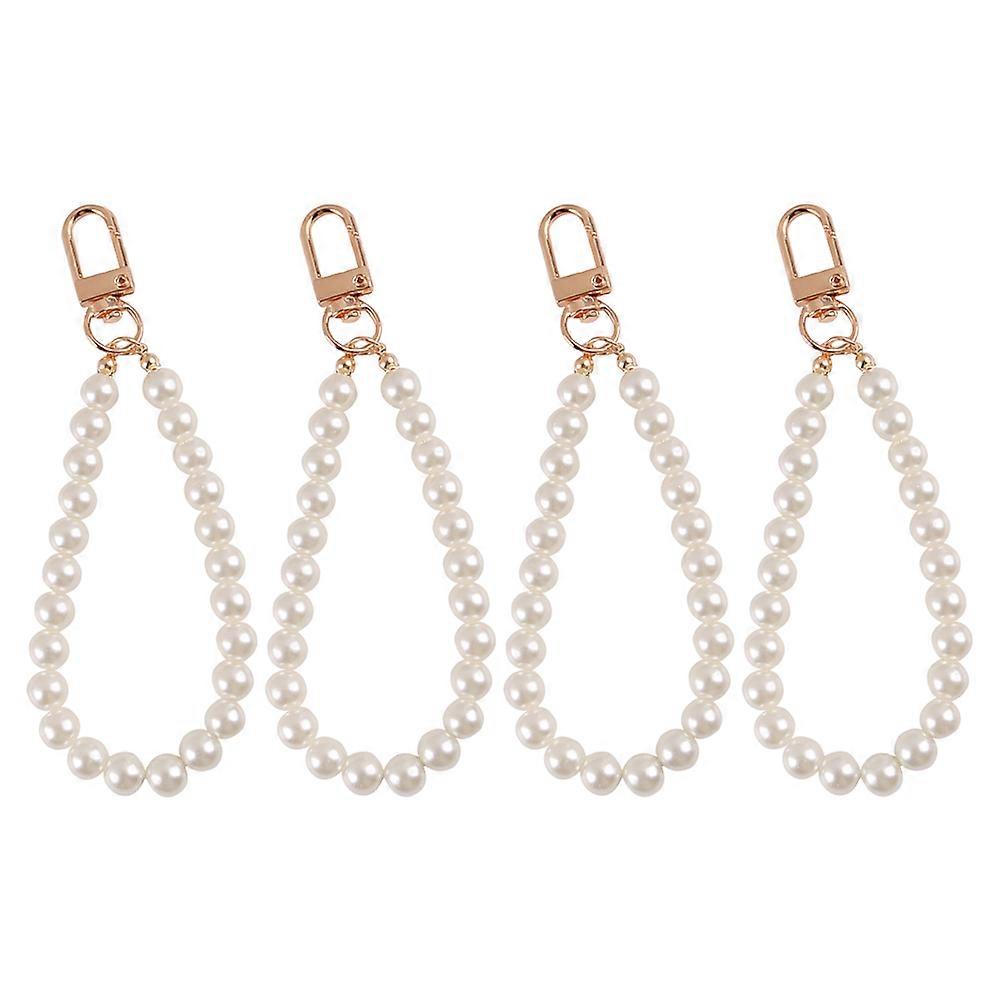 Key Chain Pearl Simple Key Ring for Decoration 12Pcs White Car Accessory
