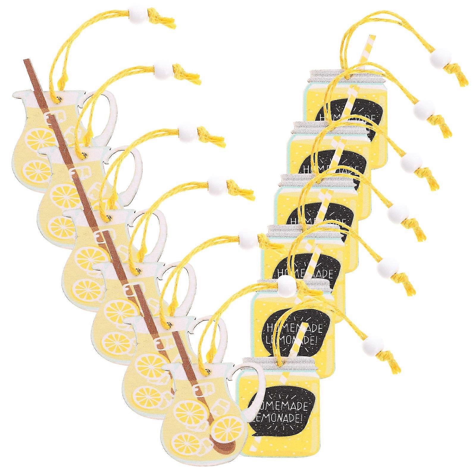 Decorative Wooden Slices Lemon Element Pendant for 36Pcs Hanging