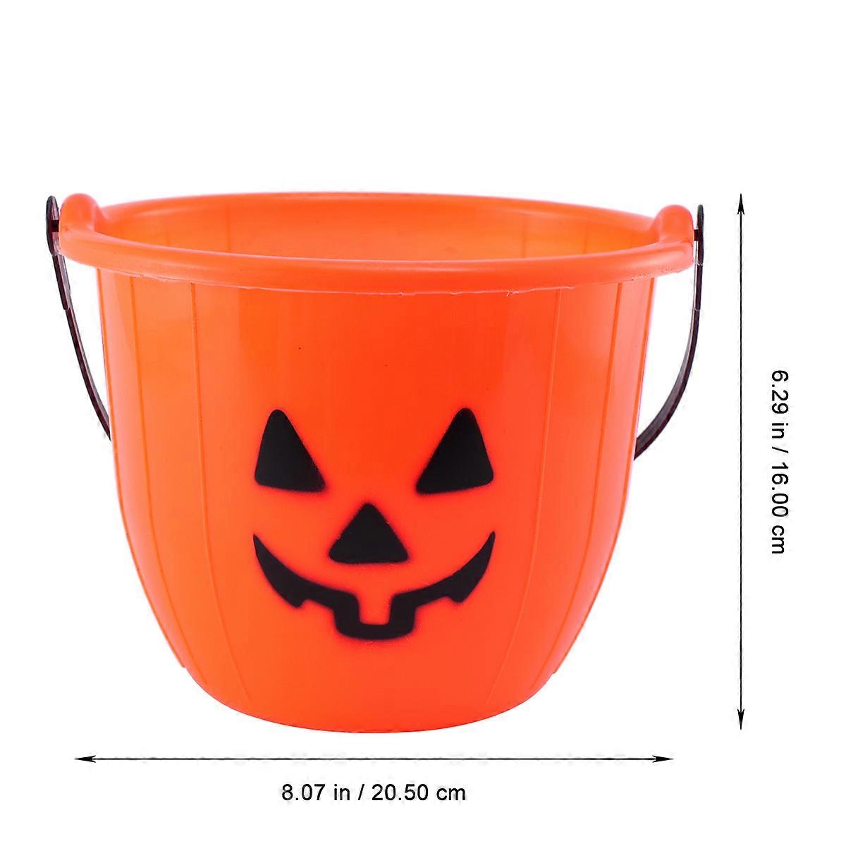Pumpkin Candy Barrel Halloween Gift Barrel for Storage 4Pcs Orange