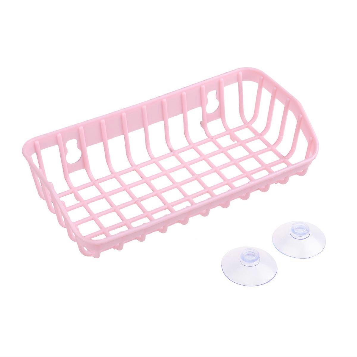 Sink Drainer Storage Rack for Bathroom Use 3Pcs Pink Double Sucker Holder
