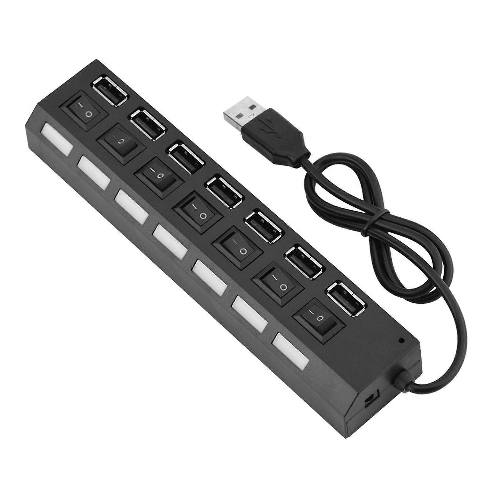 480Mbps 7 Port USB Hub No Conflict Plug & Play 7 Port USB 2.0 Hub for Mouse/Printer/Scanner