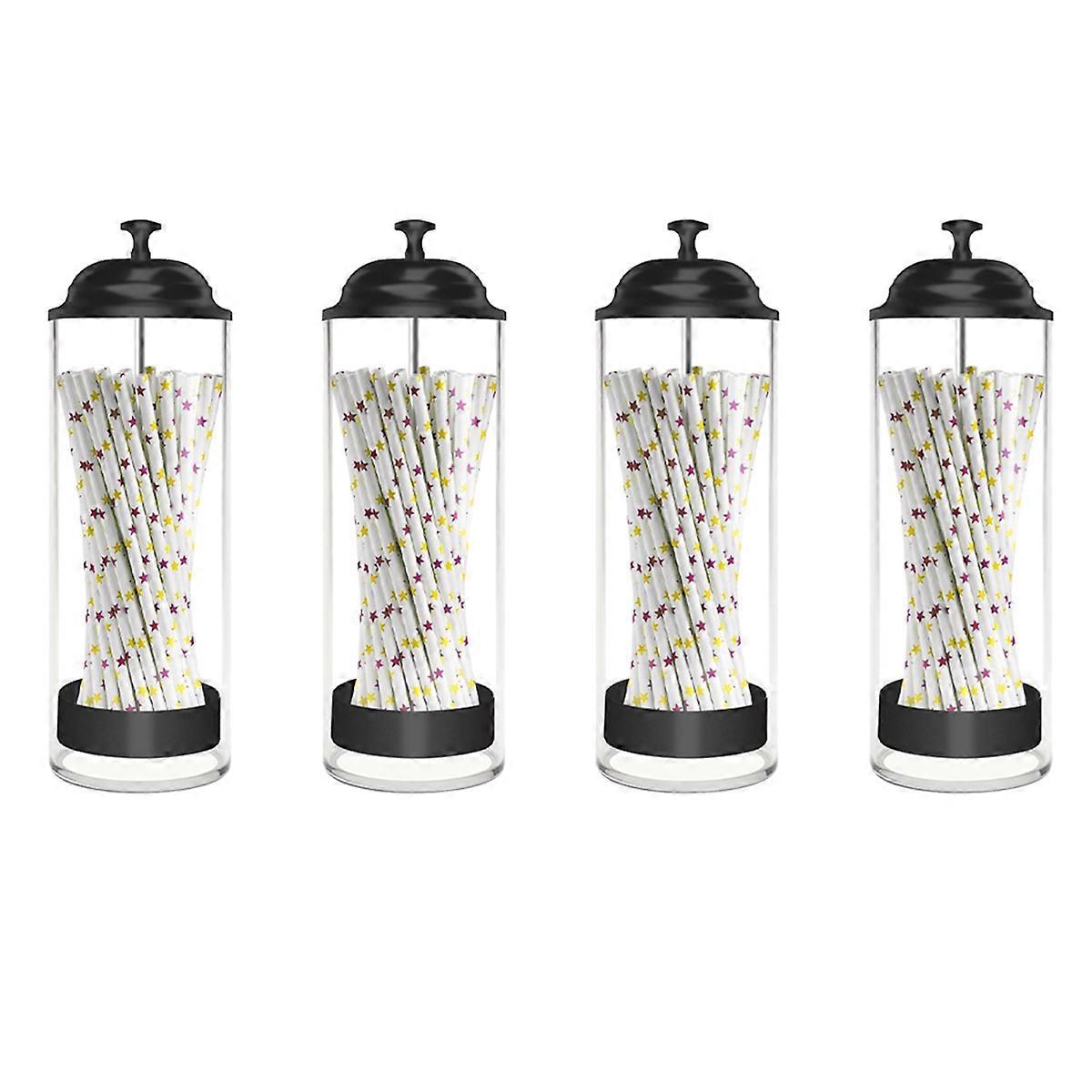 Straw Holder for Standard Size Drinking Straws, Plastic with Lid