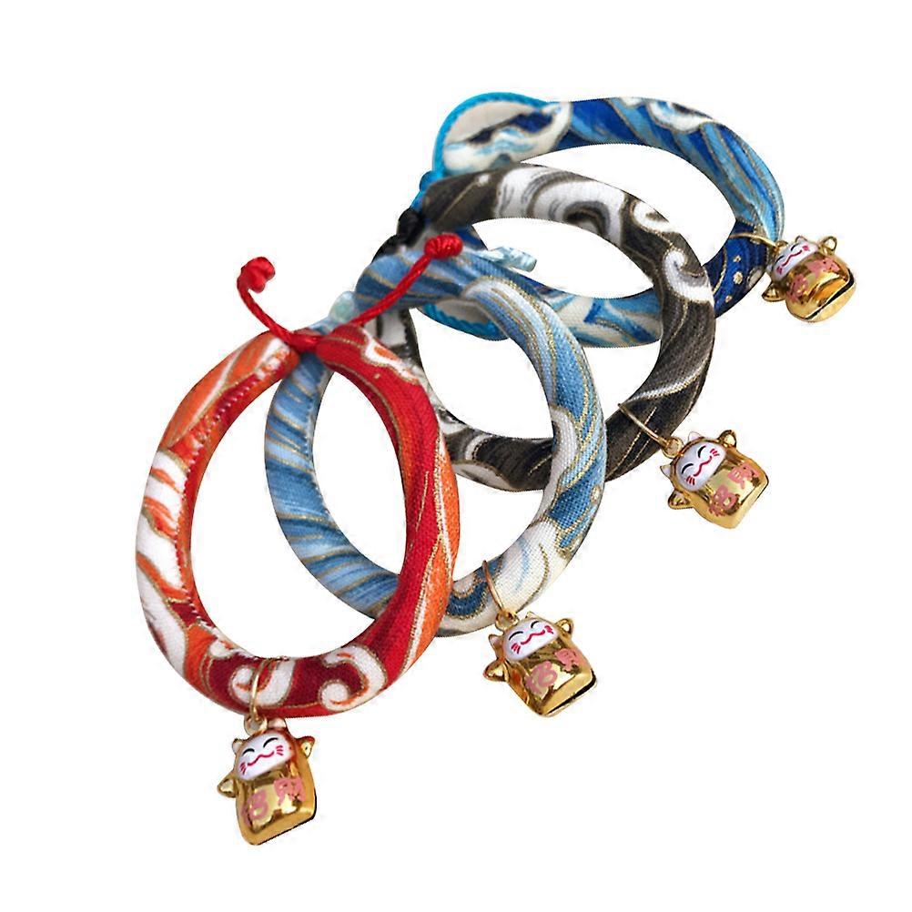 Handmade Pet Collar Japanese Style Flower Collar Necklace with Bell Size S Adjustable