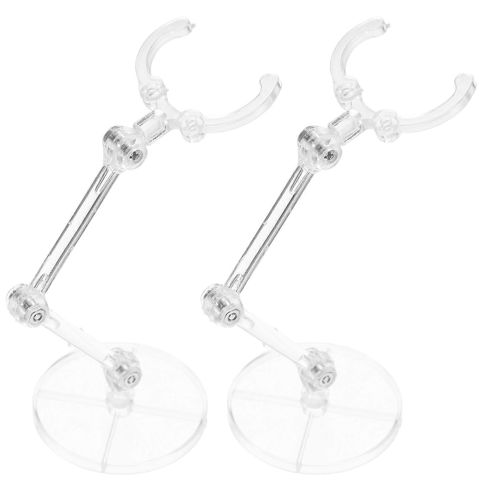 Action Figure Display Stand Supports 2Pcs Clear Model Holders For Articulated Dolls And Figures On Desktop