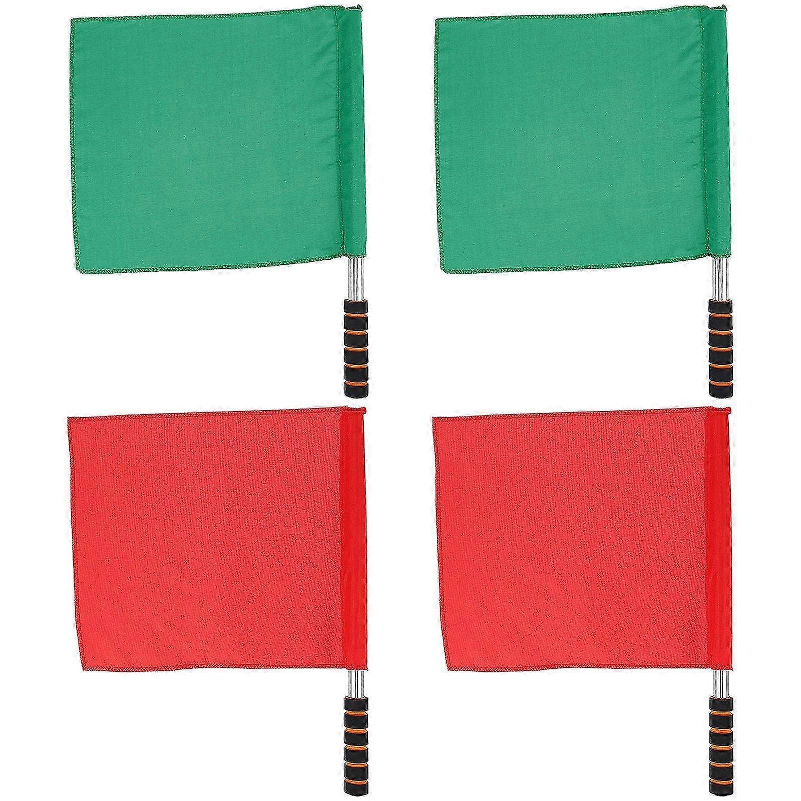 4pcs High Visibility Red Green Handheld Signal Flags For Referees – Ideal For Sports Events Including Football, Volleyball, And Athletics