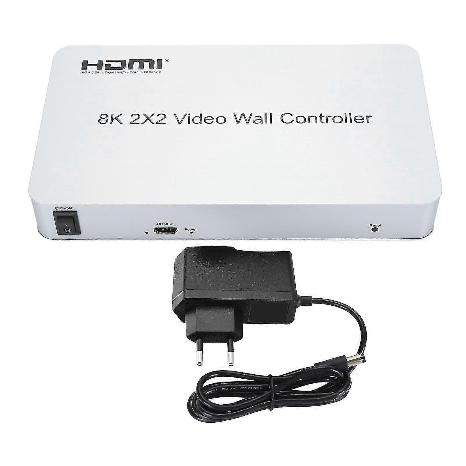 8K 2x2 Video Wall Controller HD Multimedia Interface 1.4 HDCP 1.4 Supports 2x2 1x2 1x4 Video Screen Processor Splicer 100240V EU Plug