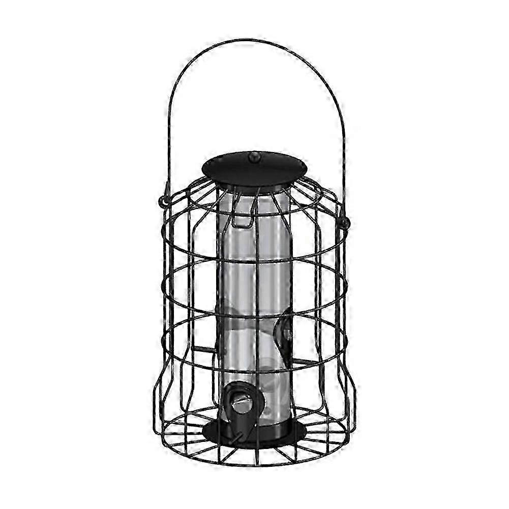 Bird Feeder, Squirrel-proof Rust-proof Hanging Cage for Garden Backyard, Black