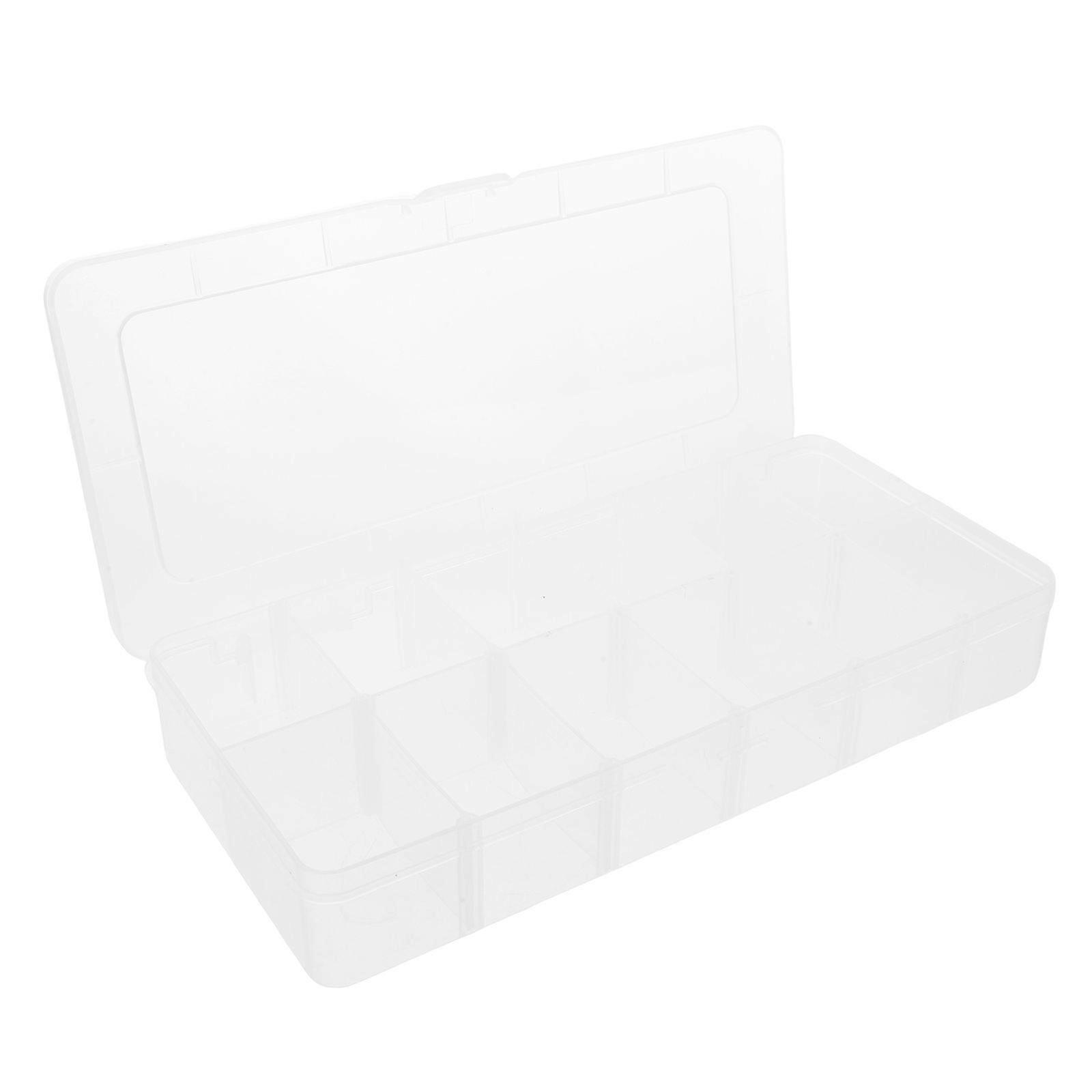 Small Plastic Container: Clear Plastic Storage Box with Divider - Transparent Rectangular Container for Beads Jewelry Crafts and Small Items