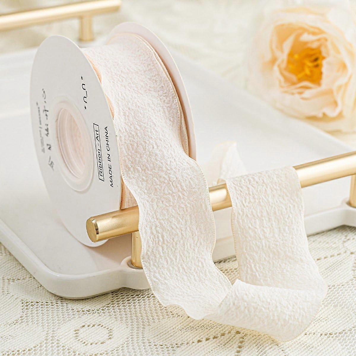 Red Decorative Ribbon With Wired Edge Textured Polyester For Crafts DIY Projects Event Planning 2.5cm Wide Non Fray