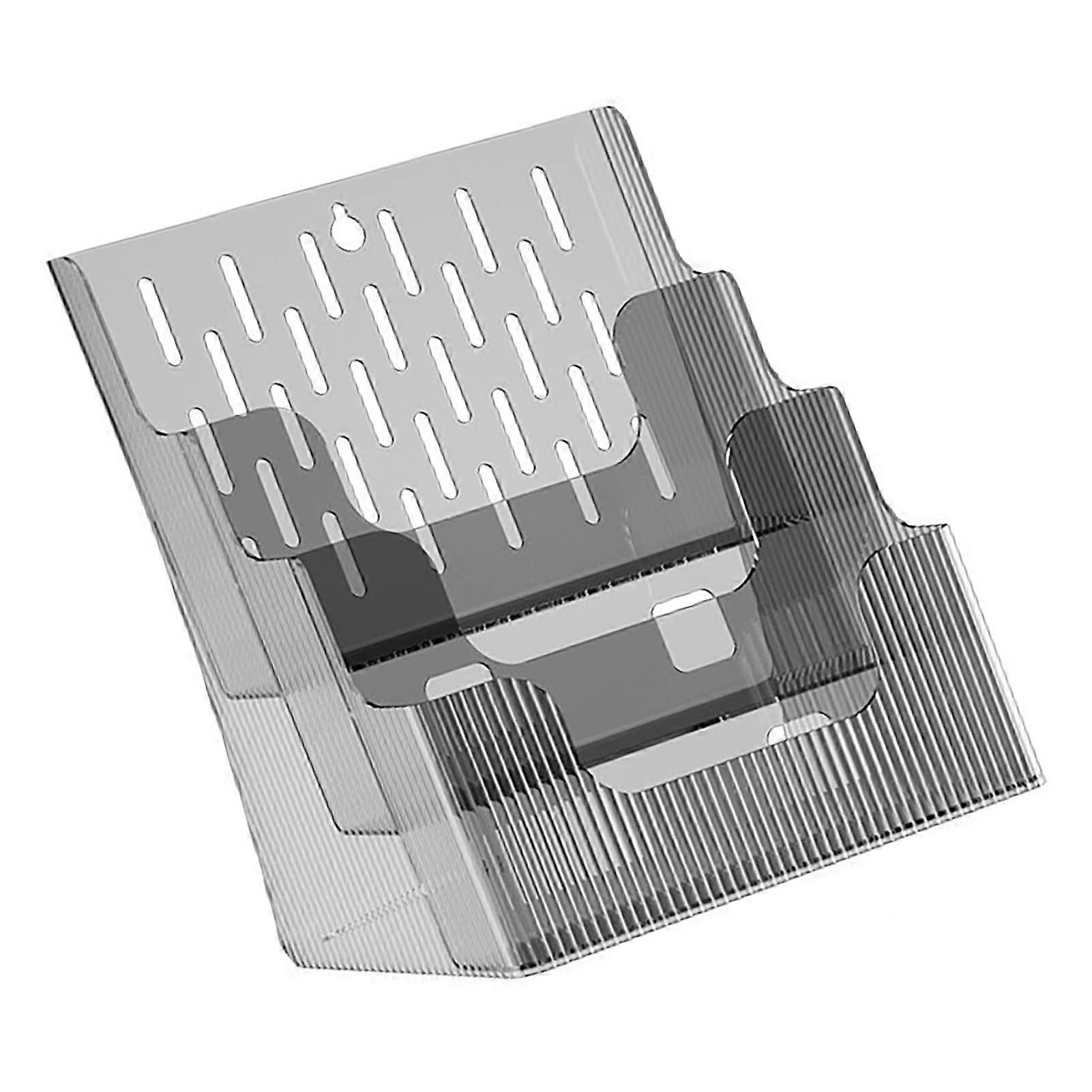 Multifunctional Book Organizer Tiered Structure File Folder Holder Desk Organizer Office Study Dormitory Transparent Grey