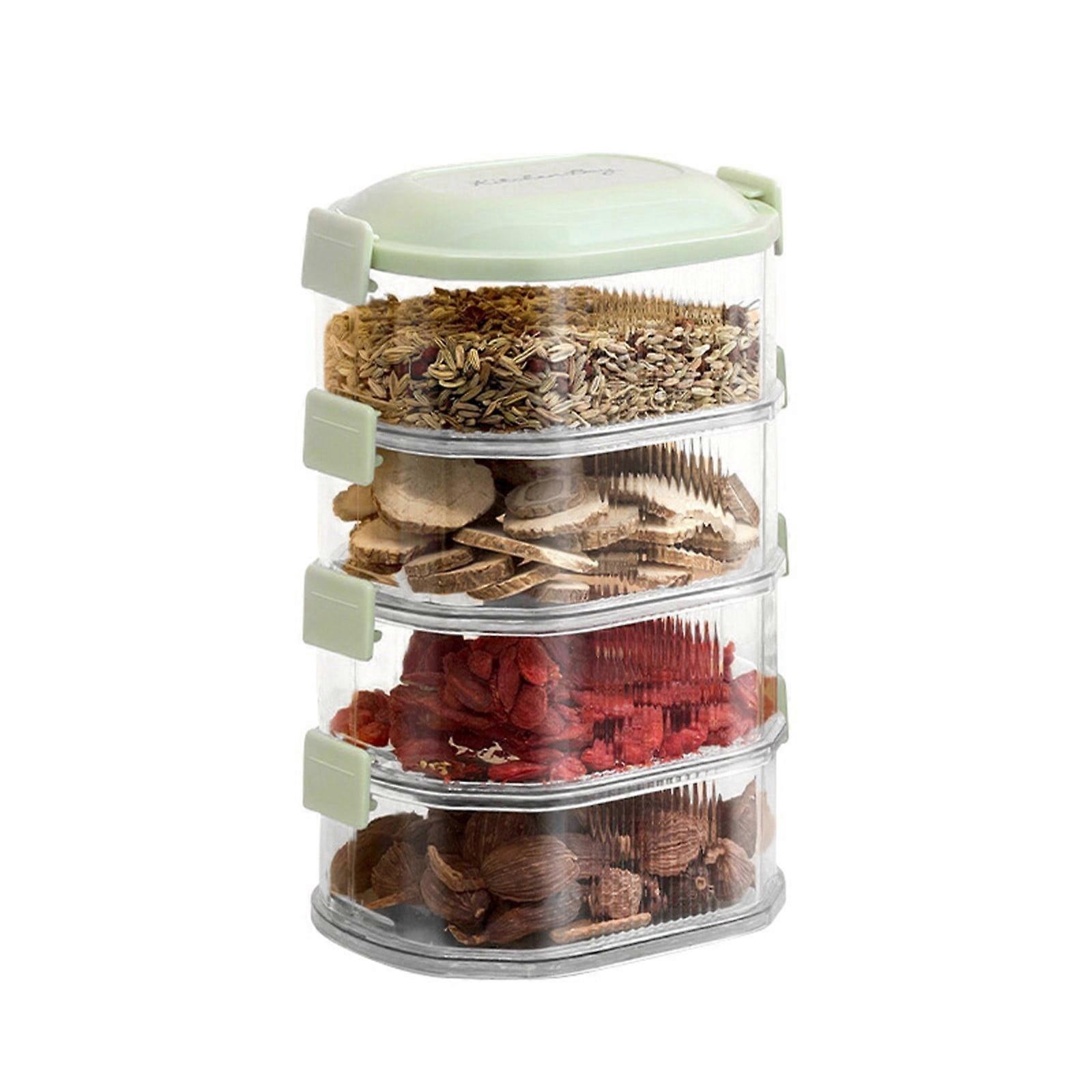 Halloween Clearance! 4 PCS Stackable Kitchen Storage Boxes, Seasoning Containers & Condiment Jars with Lids for All Spices - Green