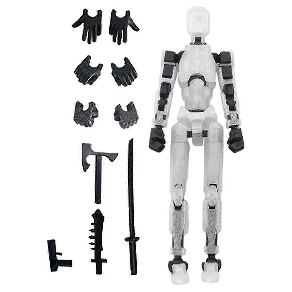 Robot Action Figure, 3D Printed with Full Articulation White