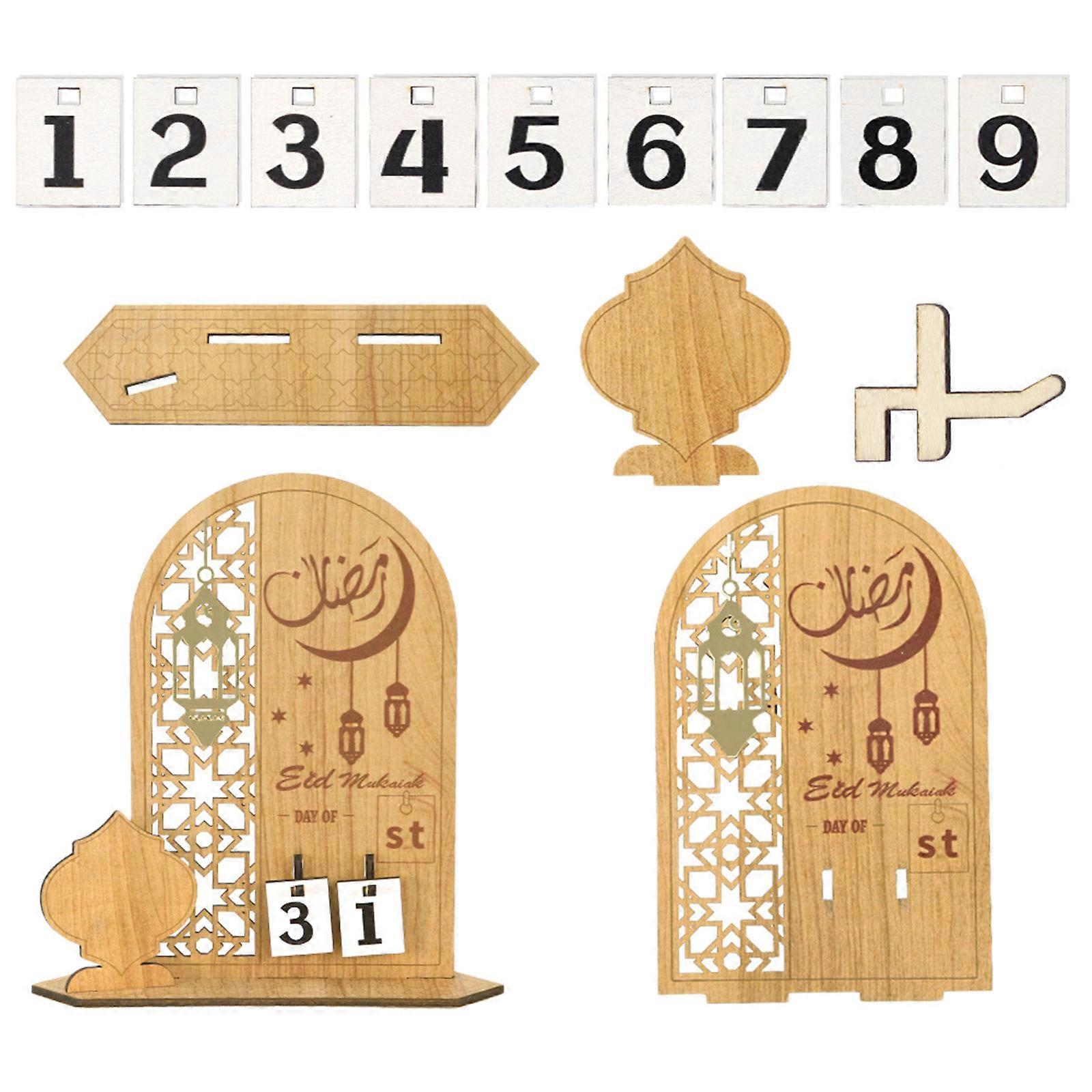 Wood Eid Mubarak Calendar Ramadan Countdown Calendar with 31 Days Countdown Ramadan Advent Calendar Multicolor