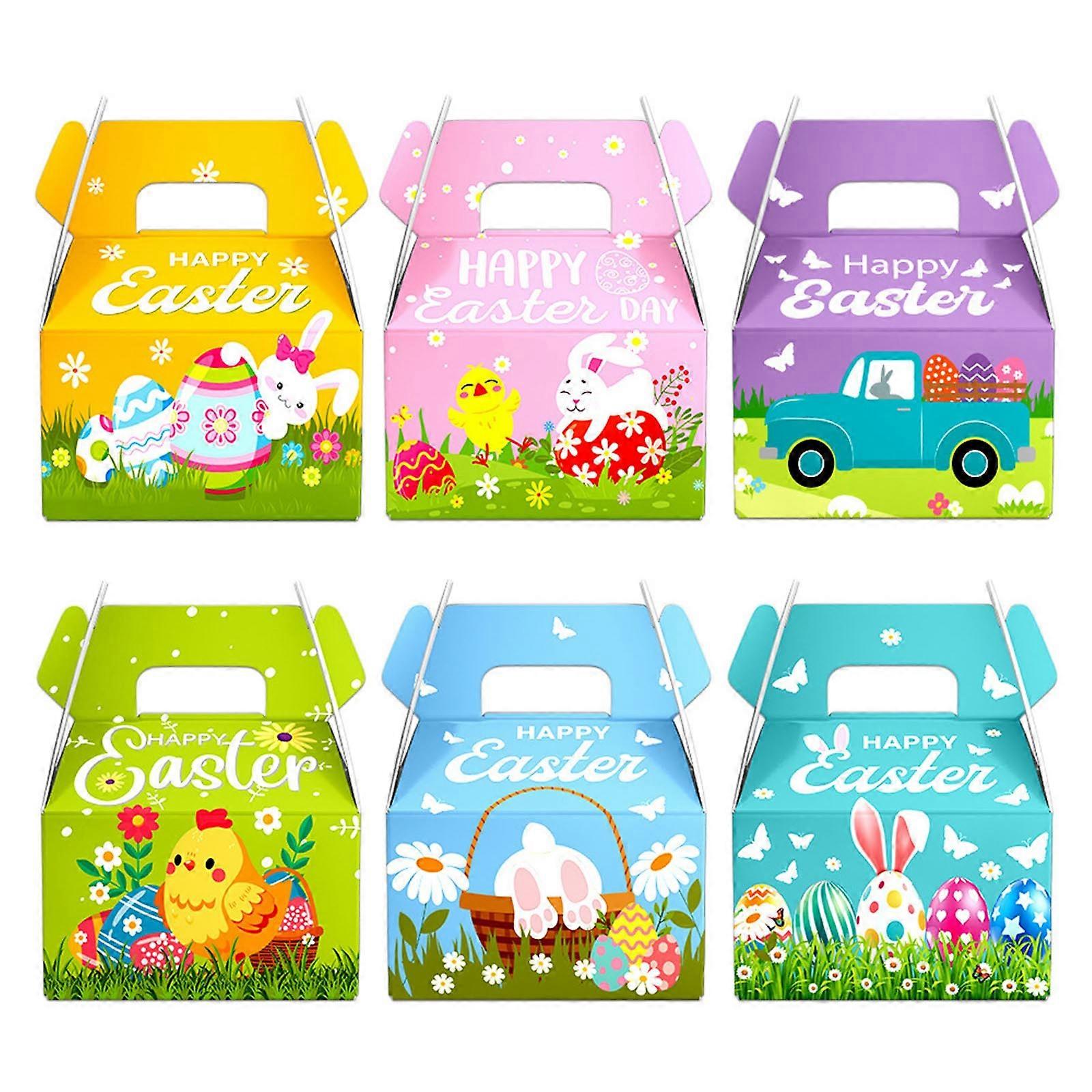 Set of 6 Easters Snack Boxes Colorful Cardboard Boxes Treat Candy Box Easters Box Paper Texture for Party Supplies Multicolor