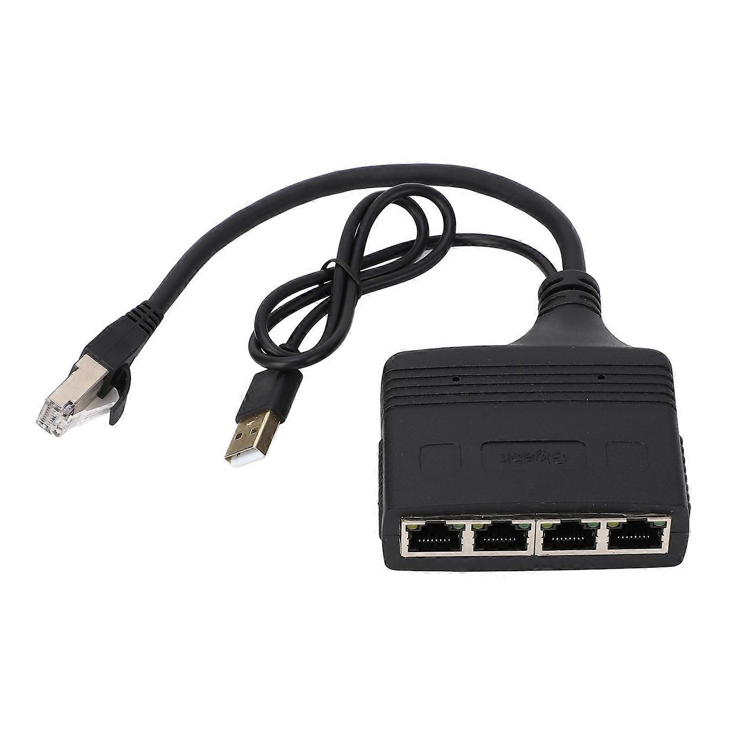 Gigabit Ethernet Splitter 1 in 4 Out 1000Mbps RJ45 Cable Network Splitter Adapter for TV Set Top Box