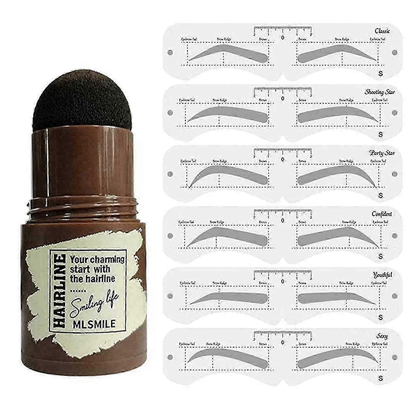 Eyebrow Stamp Shaping Kit Reusable Makeup Brow Powder Stencil Portable