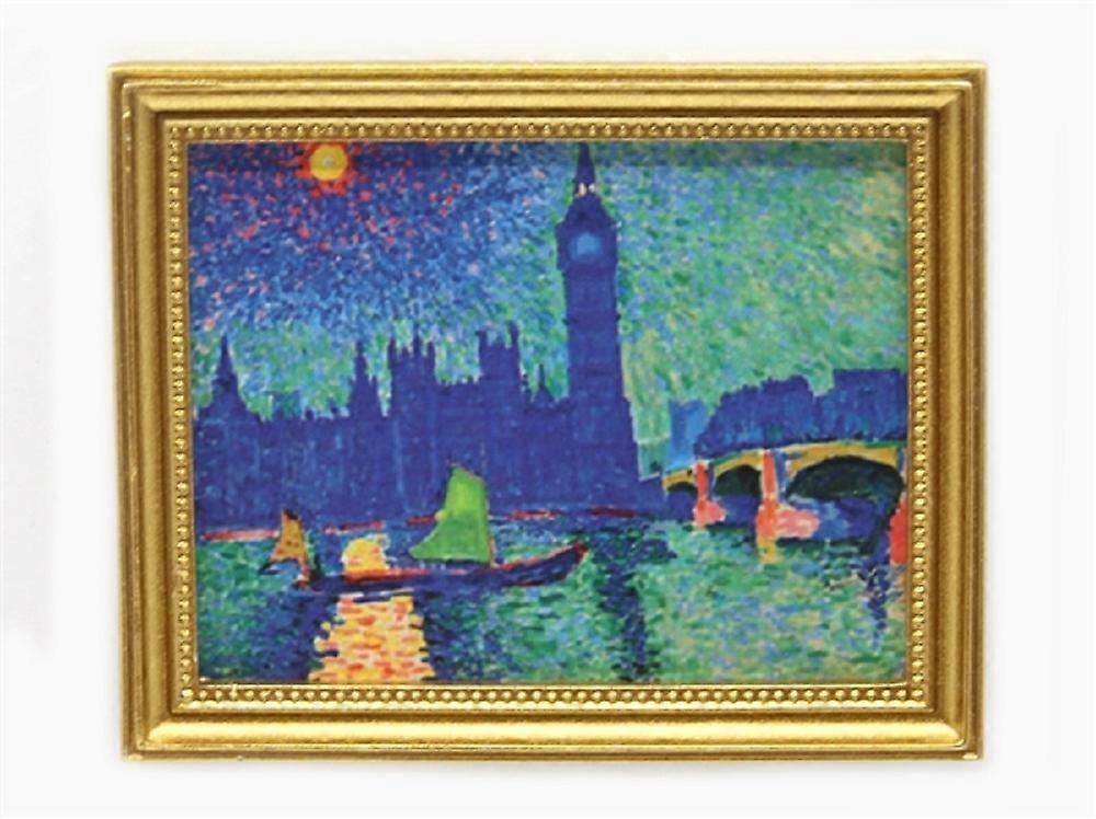 دمى البيت لندن بيغ بن صورة اللوحة الذهب الإطار مصغرة التبعي 1:12