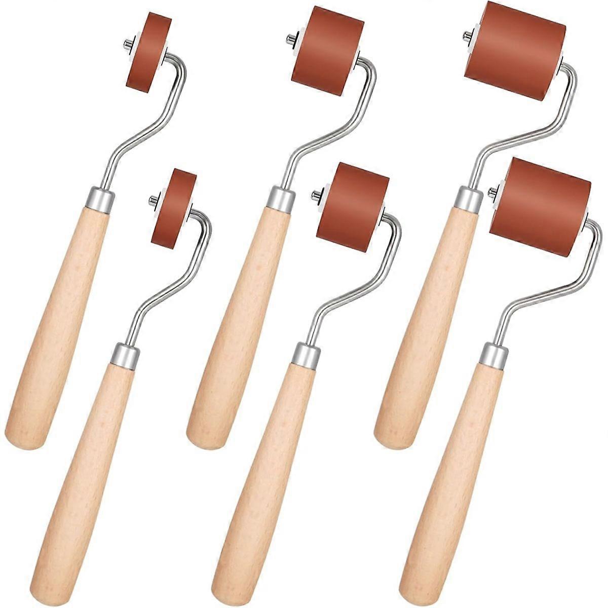 6Pcs Rubber Brayer Rollers, Craft Stamping Ink Roller with Comfort Grip for Printing Printmaking Emb