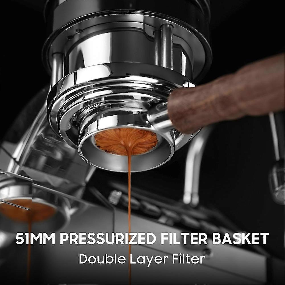 51mm Pressurized Espresso Filter Basket (Single & Double Cup) & Puck Screen - for Espresso Machines & Coffee Makers