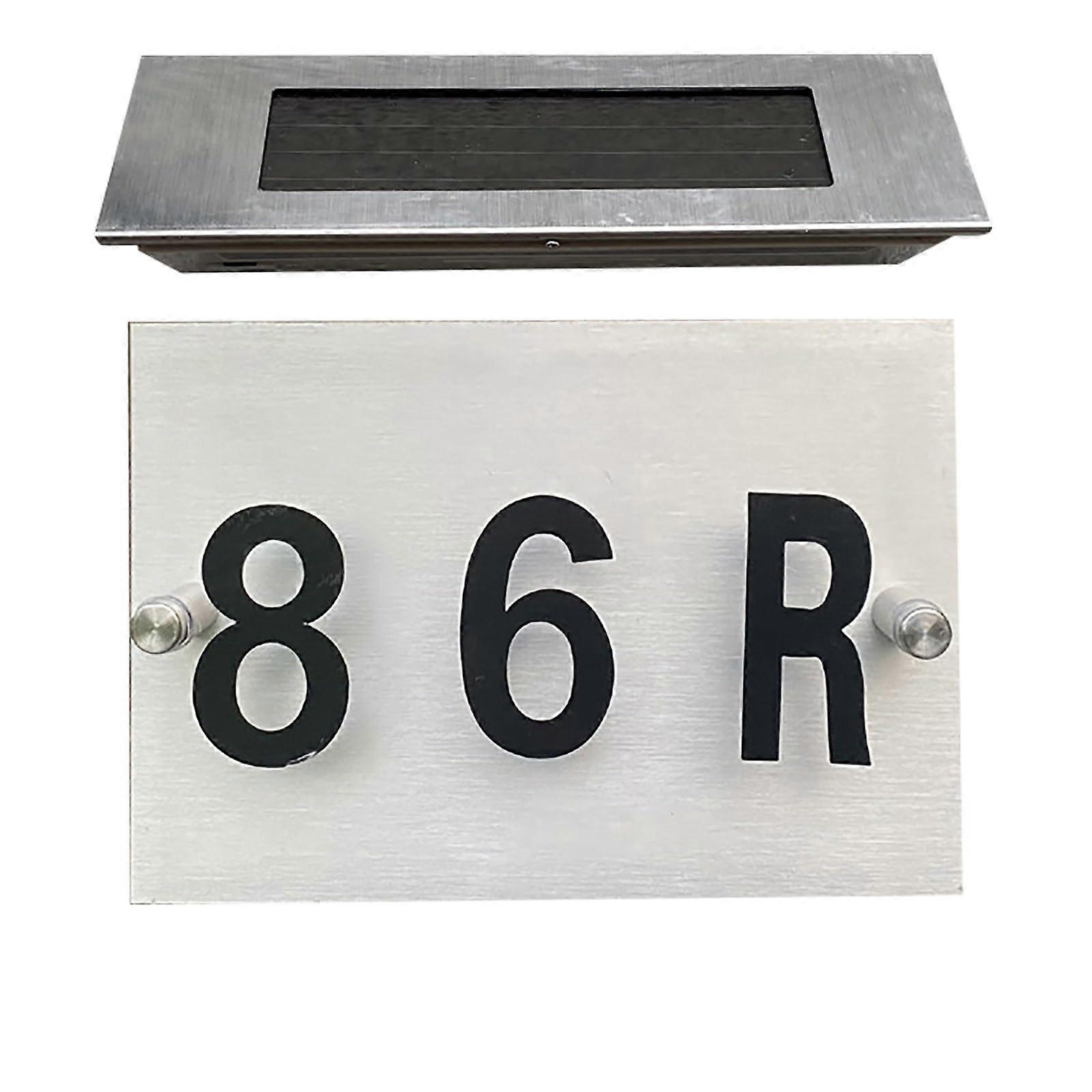 Solar House Address Numbers Sign with Auto DusktoDawn LED, Weatherproof Metal,  Stickers